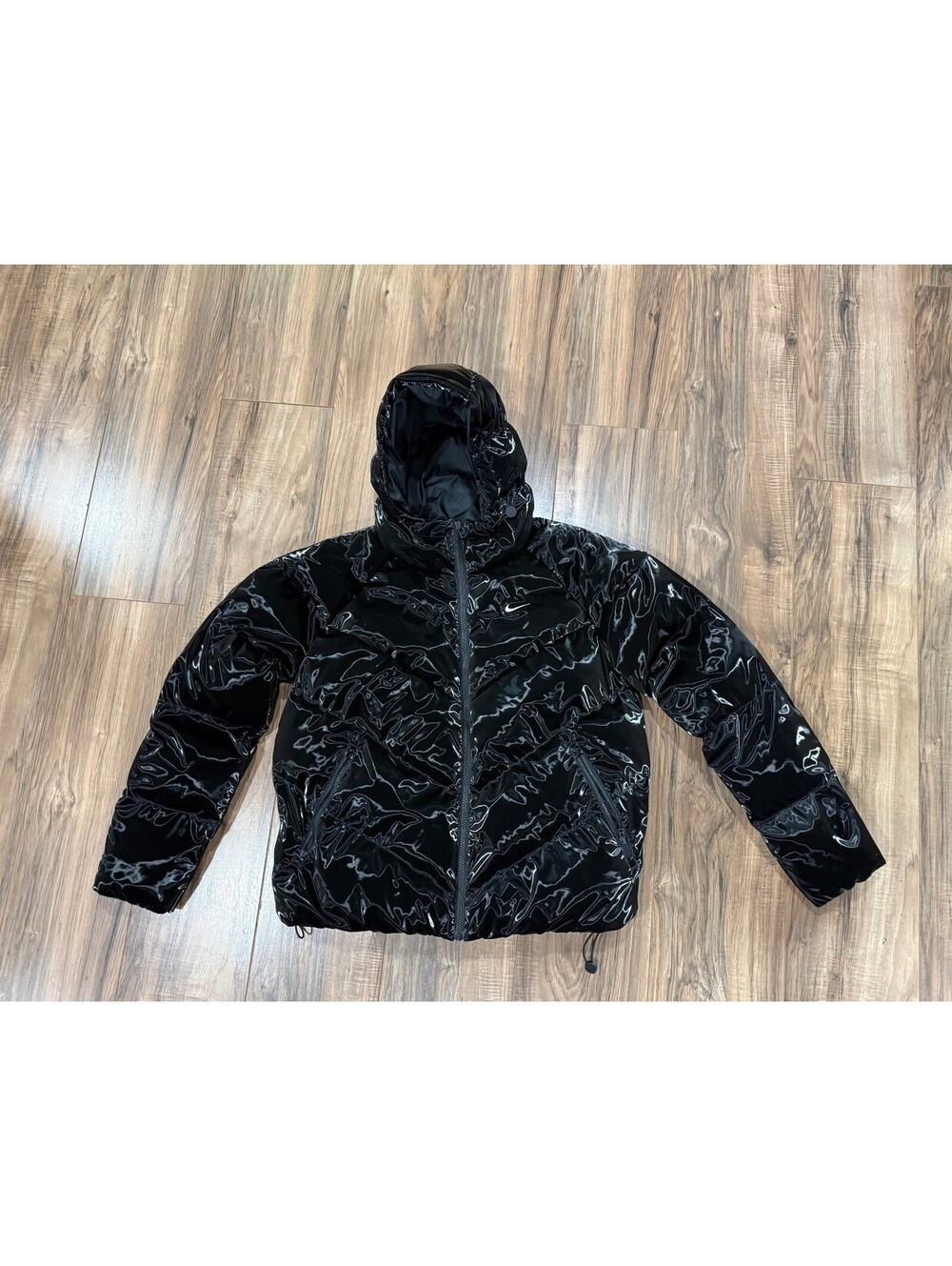 Nike Therma-FIT Women's Black Shine Puffer Hooded Jacket $230
